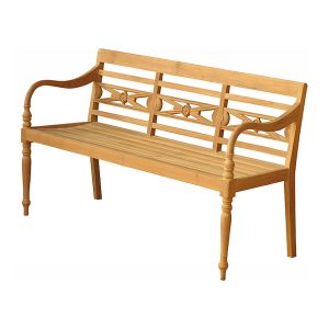 classic teak outdoor seating featuring solid carving bench