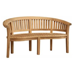 classic teak outdoor seating featuring solid banana bench