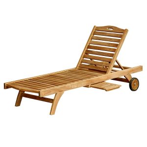 classic teak sunlounger