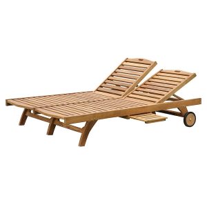 classic teak double sunlounger