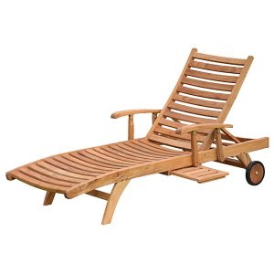 classic teak sunlounger with arm