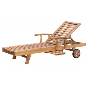 classic teak sunlounger with arm