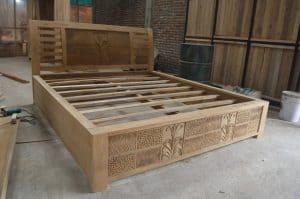 teak carved bed