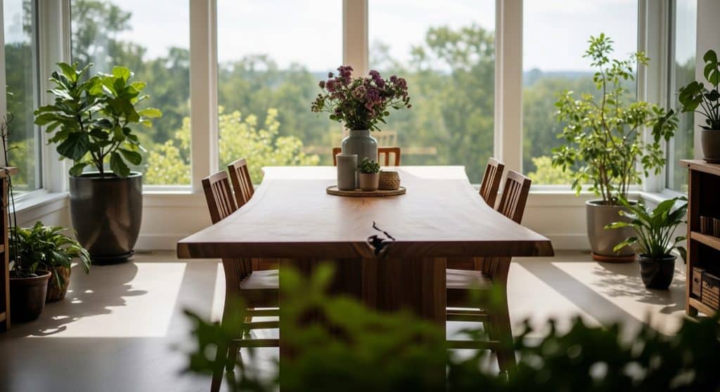 live-edge dining table teak dining table