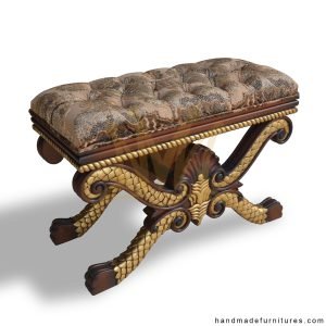 carved end bench