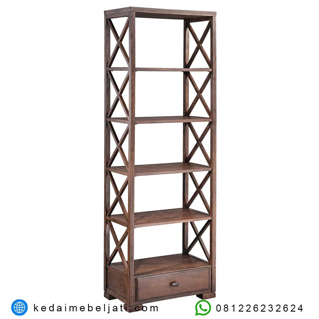 Rak Buku Jati Minimalis