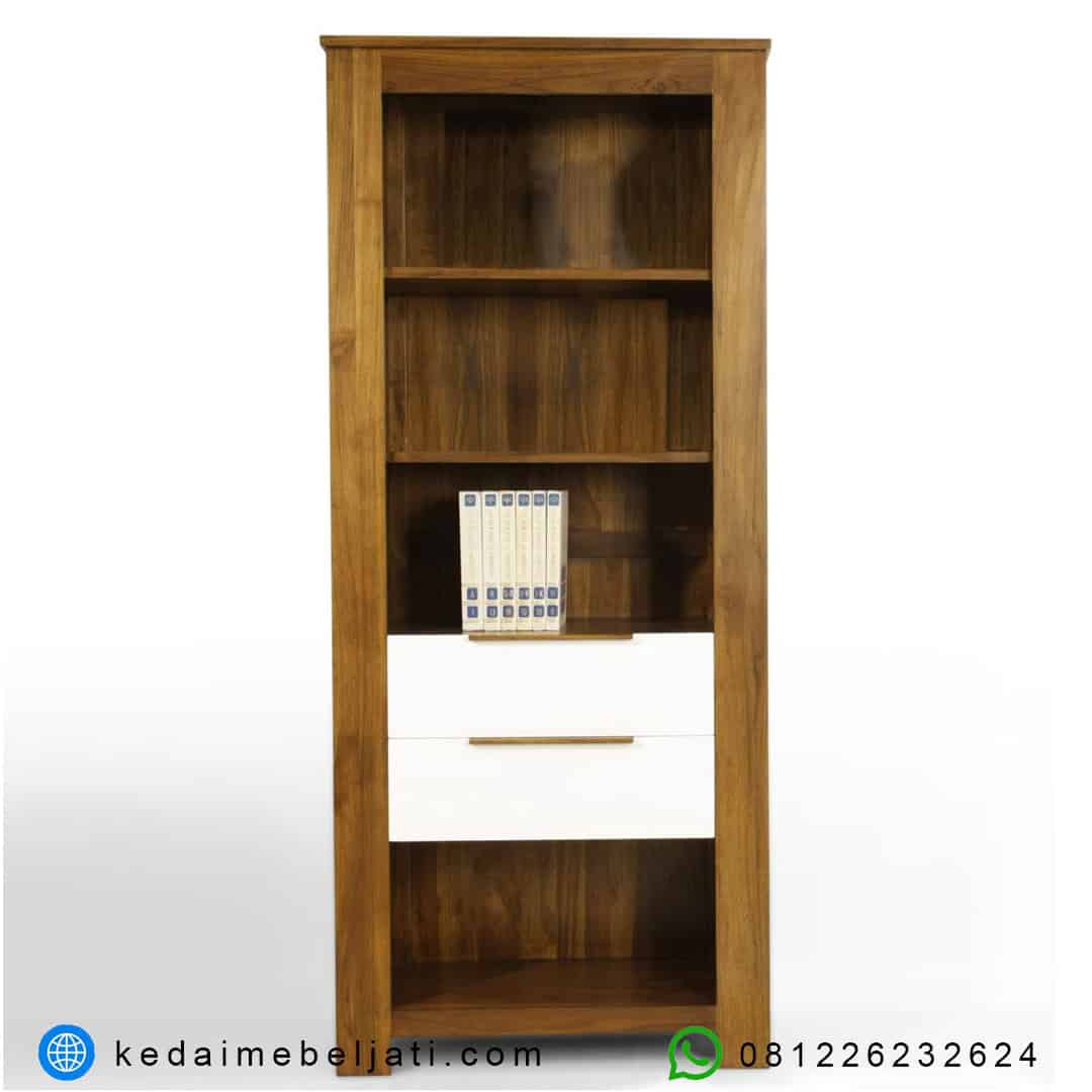 Rak Buku Jati Minimalis
