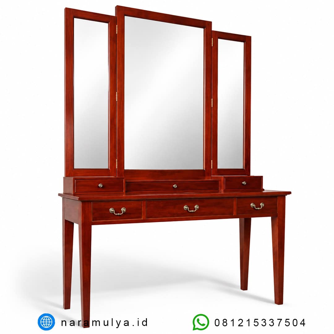 Gambar Meja Rias Jati Minimalis 3 Cermin