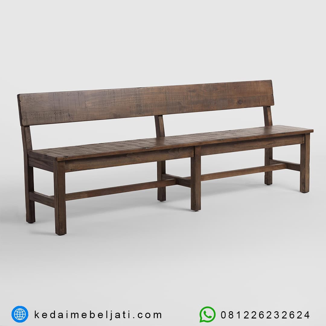 Gambar Bangku Panjang Kayu Jati Model Rustic New