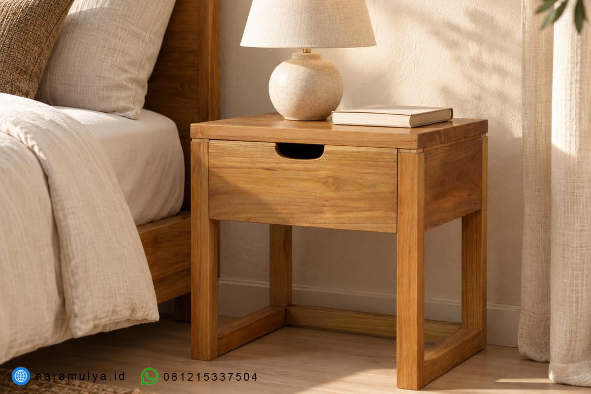 gambar Nakas Kayu Jati 1 Laci Minimalis