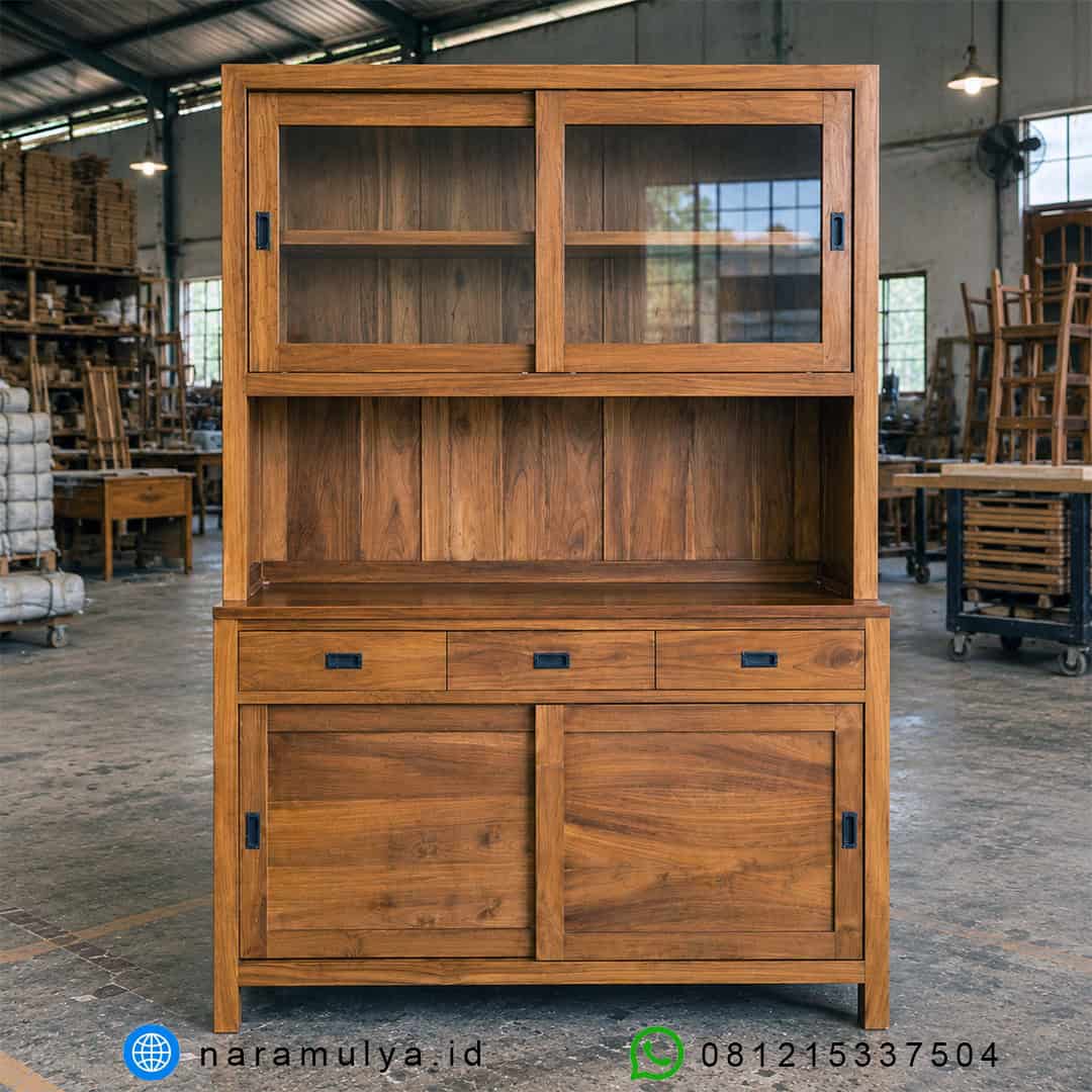 Gambar lemari pajangan dapur kayu jati Jepara