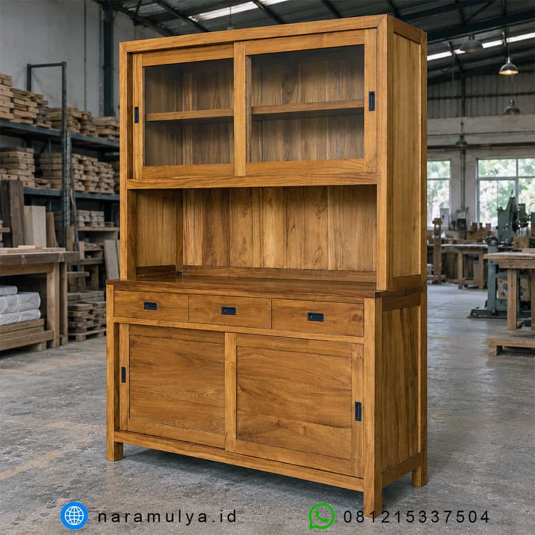 Gambar lemari pajangan dapur kayu jati Jepara