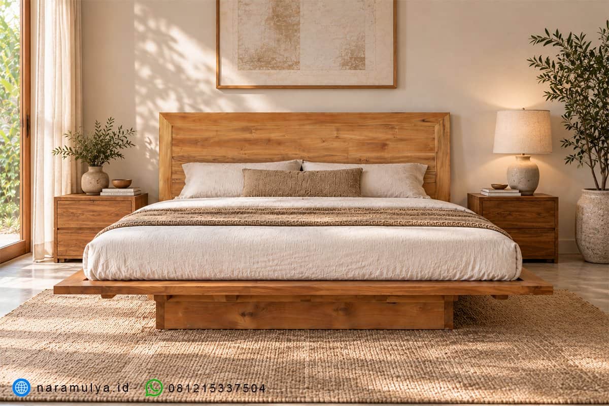gambar tempat tidur jati minimalis floating