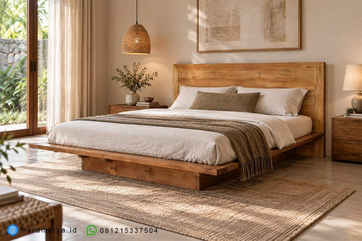 gambar tempat tidur jati minimalis floating