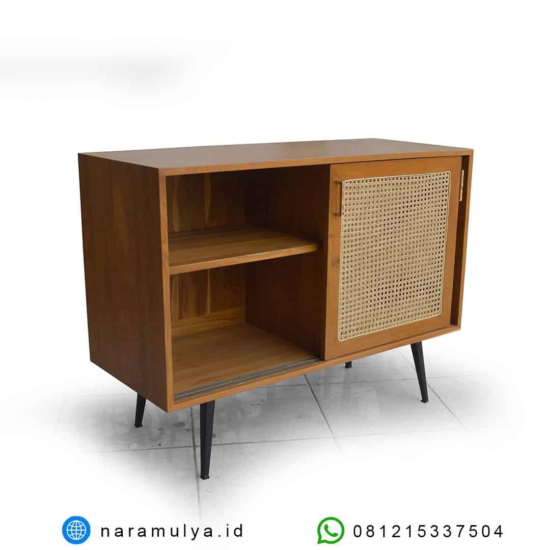 gambar bufet jati 2 pintu geser rotan