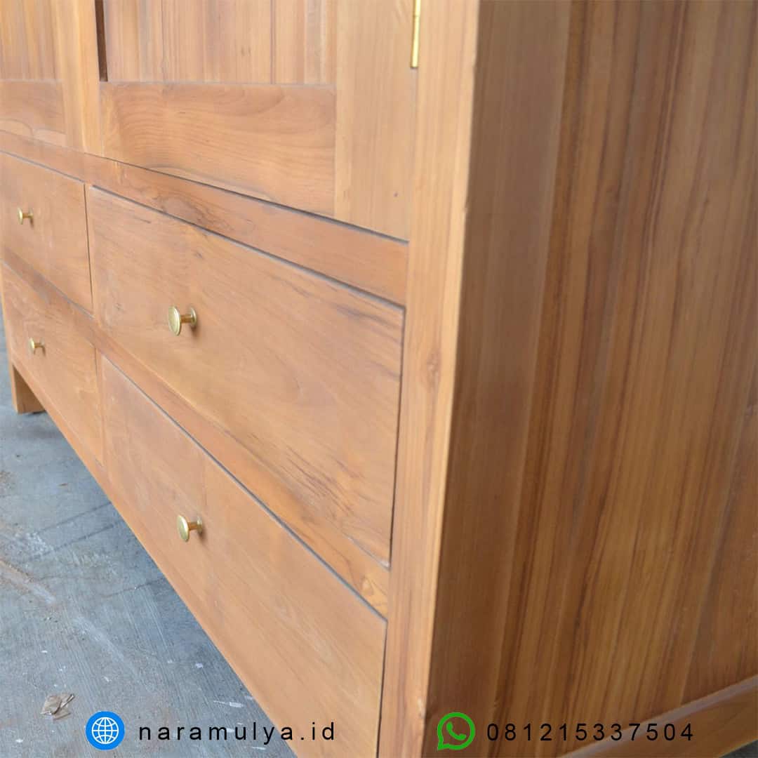 gambar lemari pakaian kayu jati solid