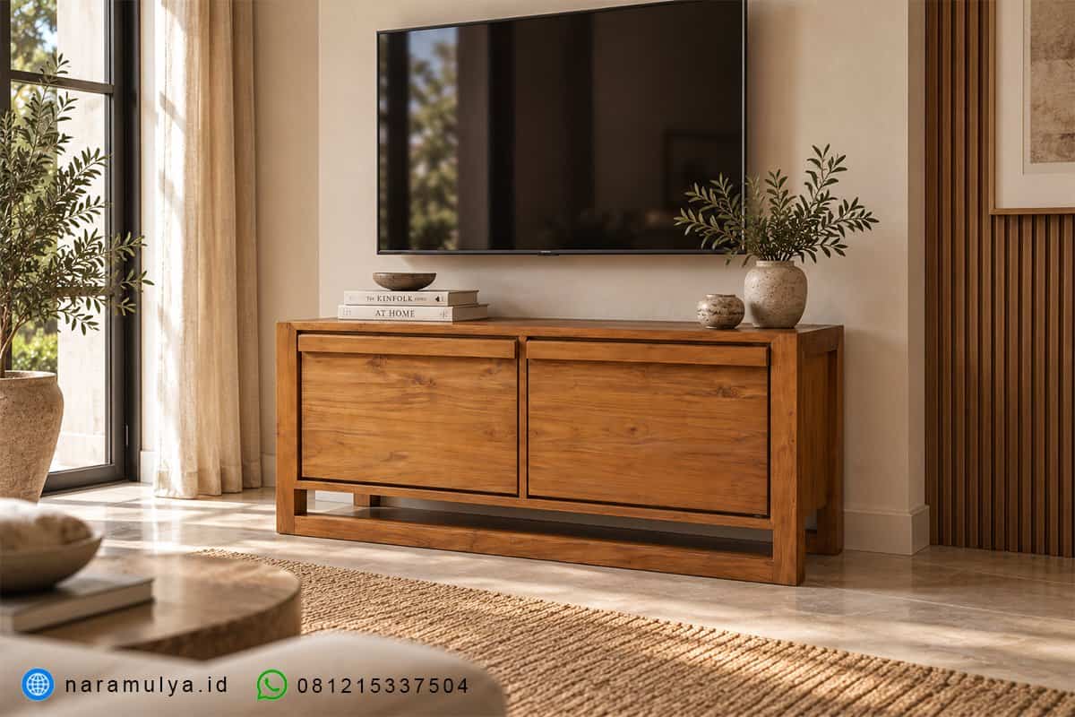 gambar bufet TV jati minimalis 2 pintu