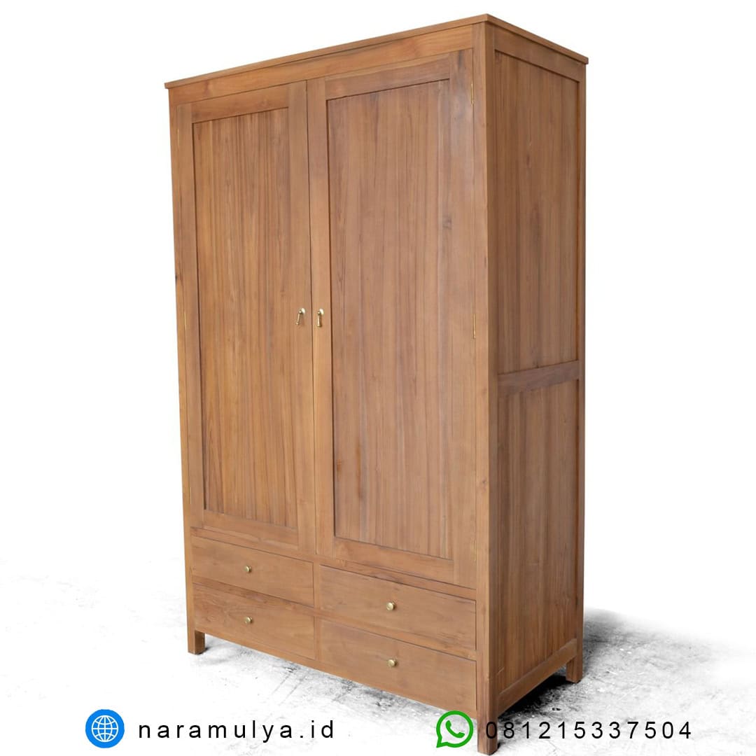 gambar lemari pakaian kayu jati solid