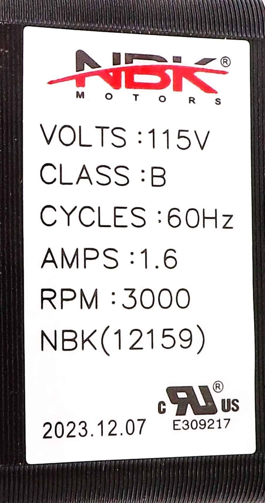 NBK-12159 Blower Assembly 1/18 HP 115V A157 - Image 4