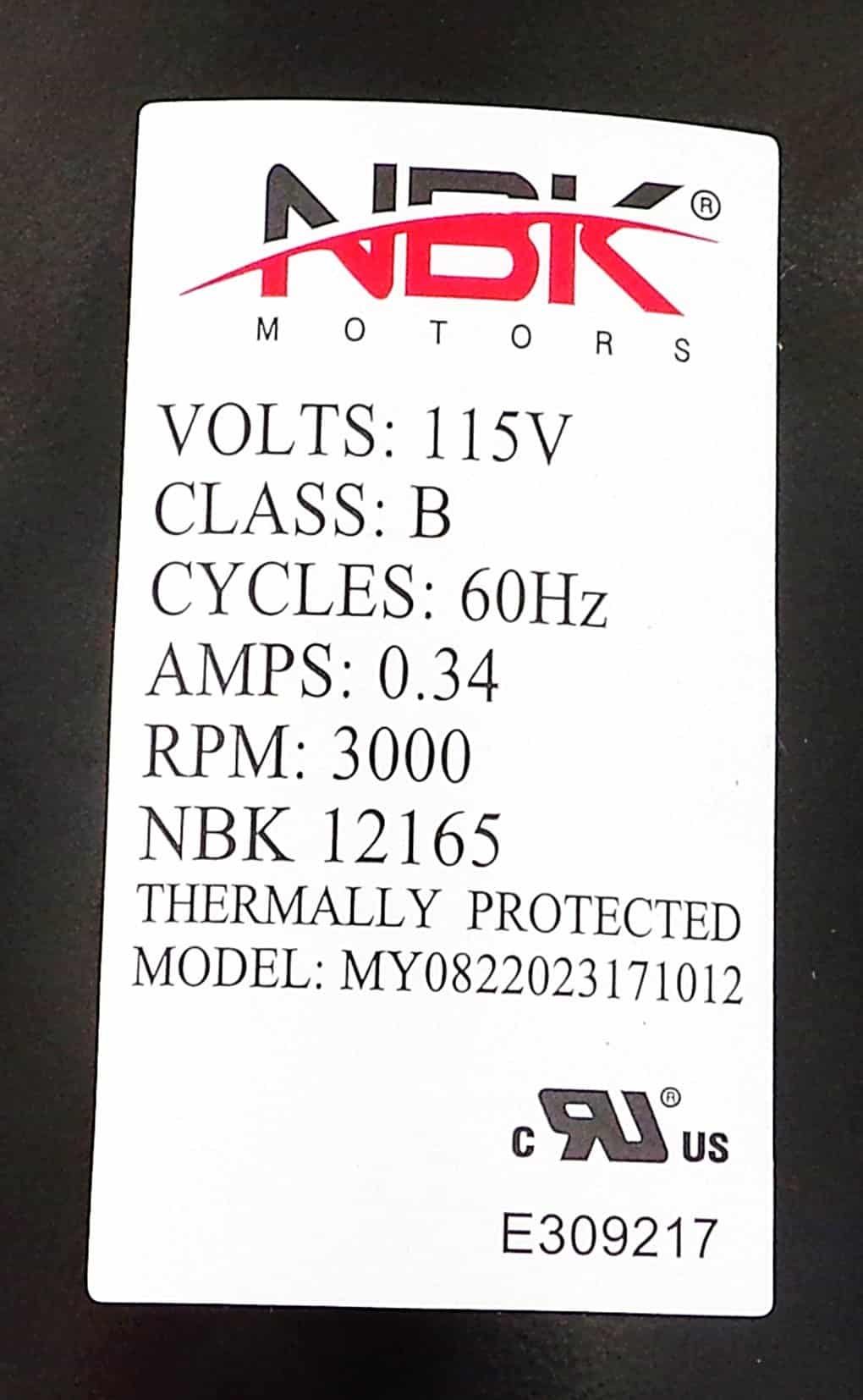 NBK-12165 BLOWER MOTOR, DRAFT INDUCER 115V A164 - Image 4