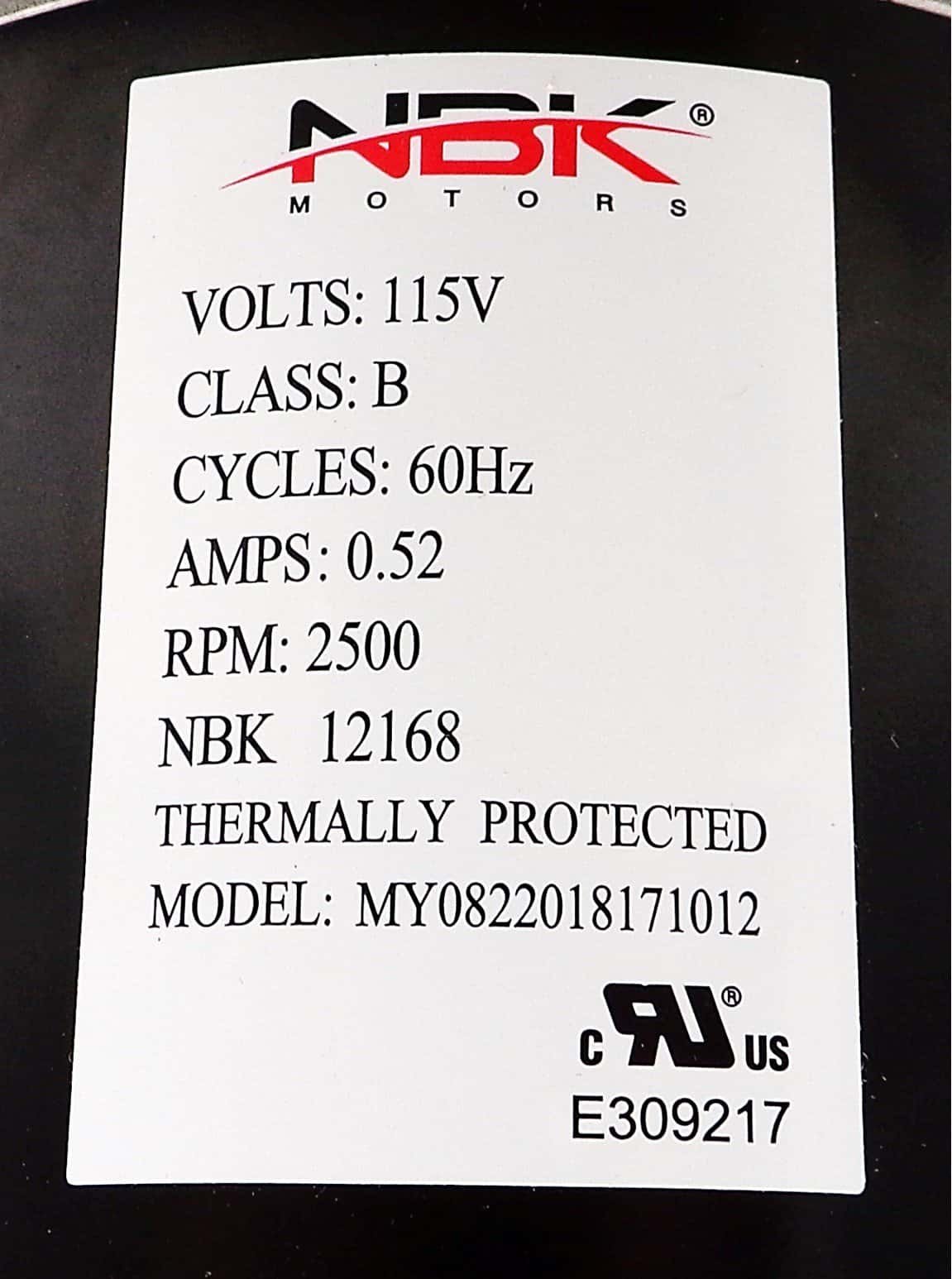 NBK-12168 BLOWER MOTOR, DRAFT INDUCER 115V A079 - Image 4