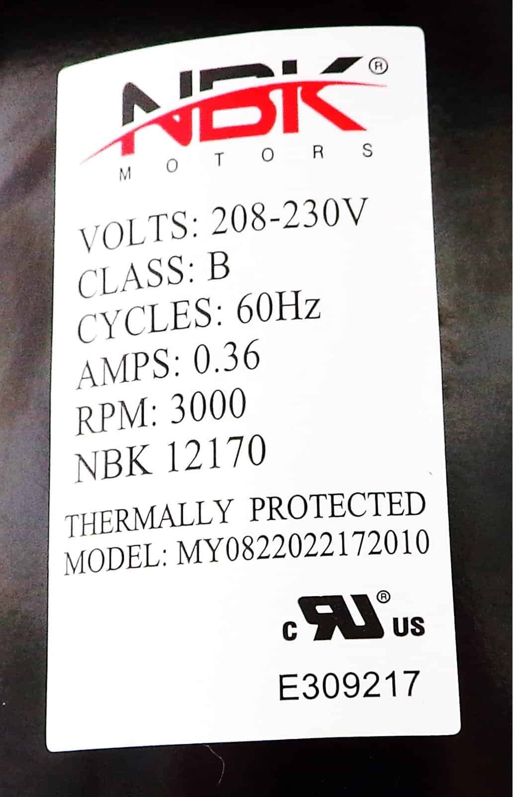 NBK-12170 BLOWER MOTOR, 230V A217 - Image 4