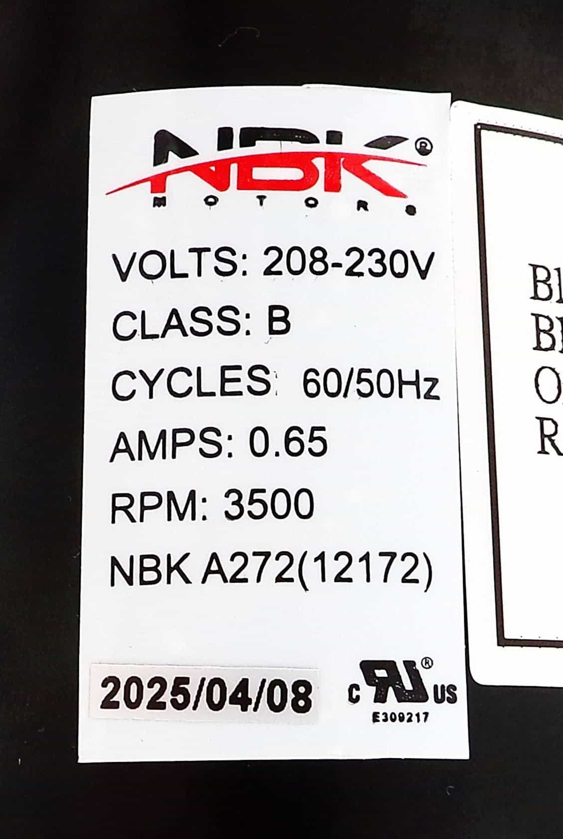 NBK-12172 BLOWER MOTOR, 208-230V - Image 3