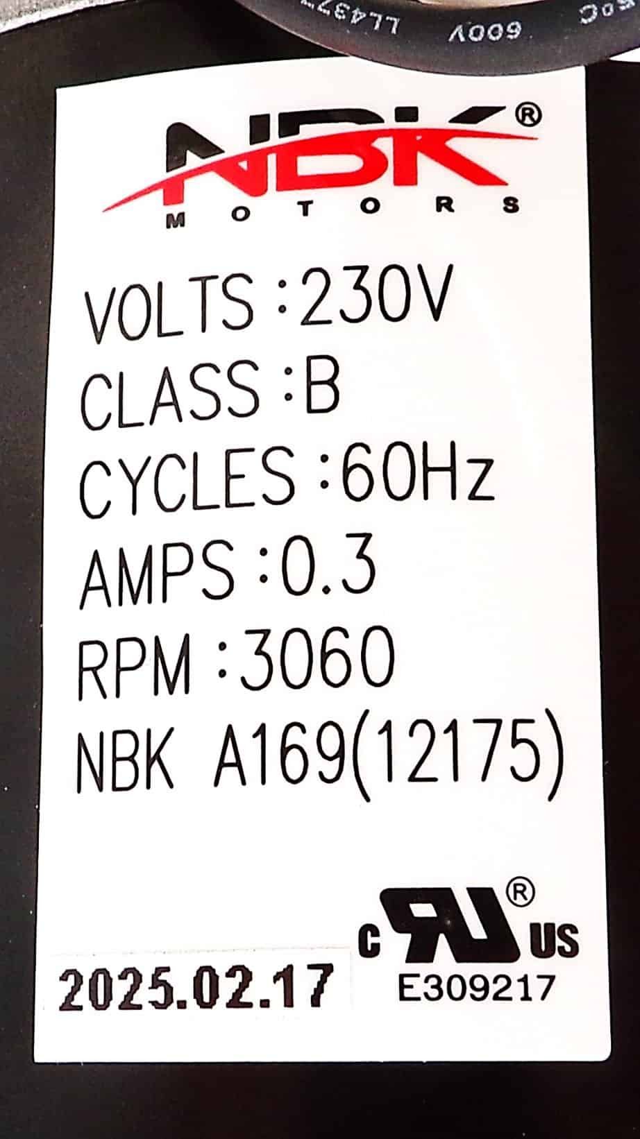 NBK-12175 BLOWER MOTOR, DRAFT INDUCER 230V - Image 3