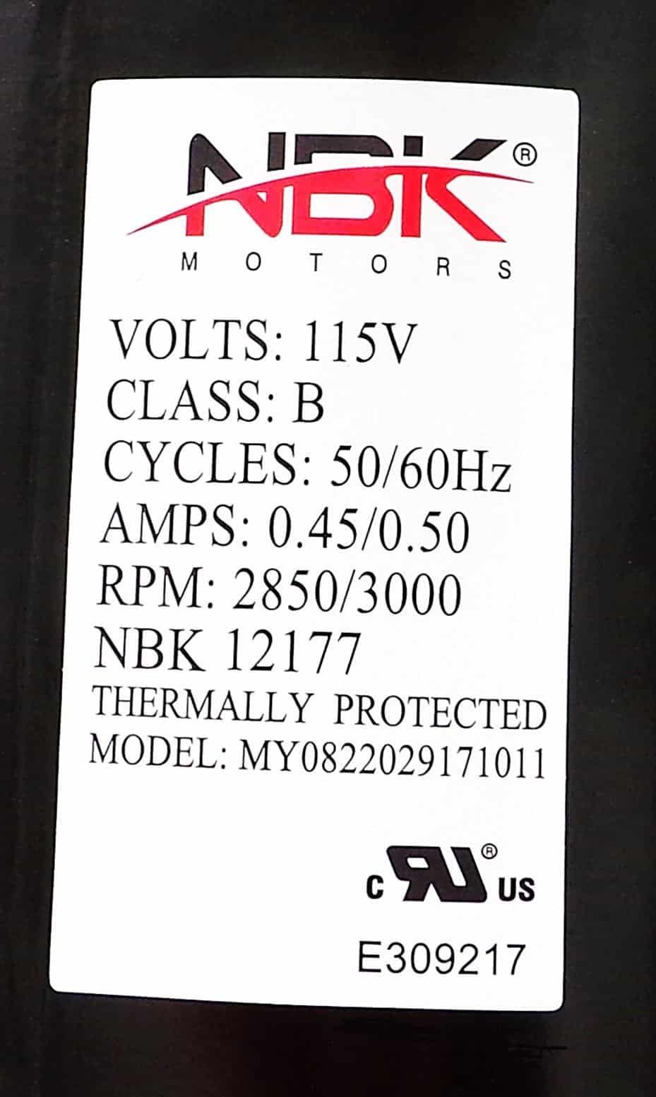 NBK-12177 BLOWER MOTOR, DRAFT INDUCER 115V A206 - Image 4
