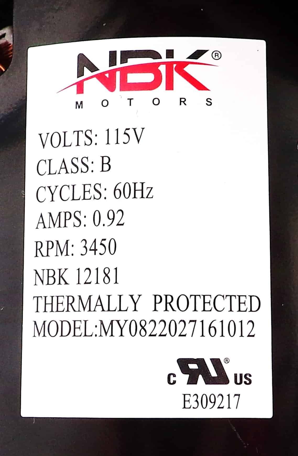 NBK-12181 BLOWER MOTOR, DRAFT INDUCER 115V A173 - Image 3