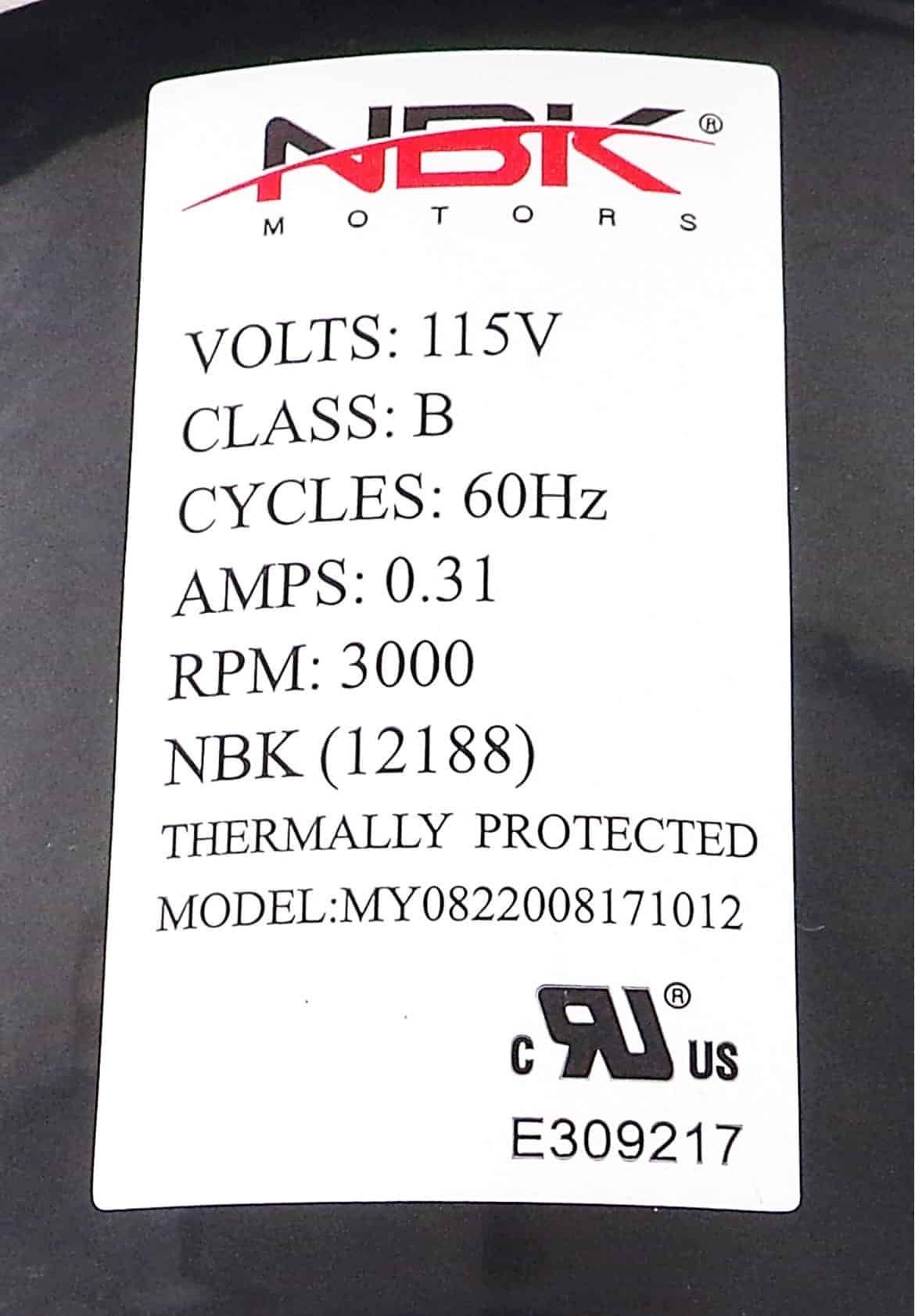 NBK-12188 BLOWER MOTOR, Centrifugal 115V B75 - Image 2