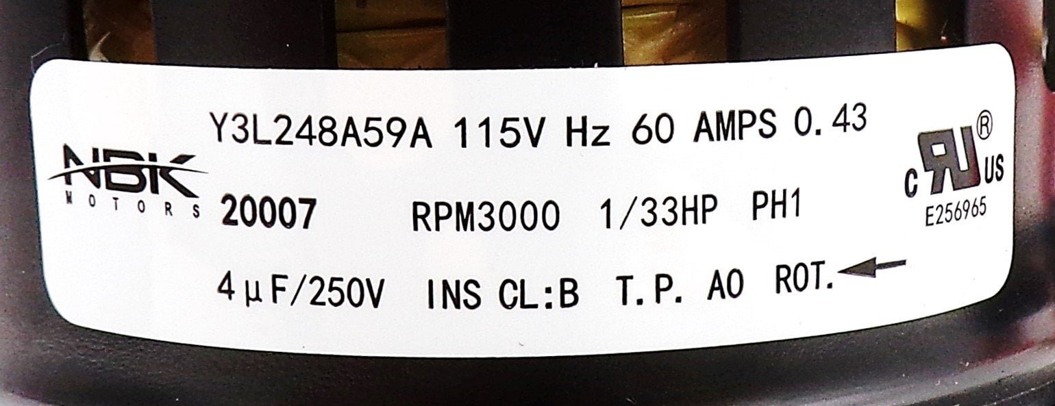 NBK-20007 DRAFT INDUCER MOTOR 115V - Image 3