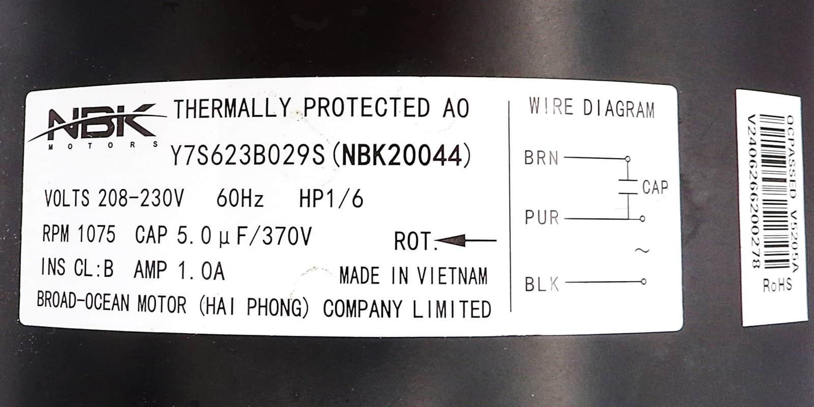 NBK-20044 CONDENSOR MOTOR 1/6 HP - Image 3