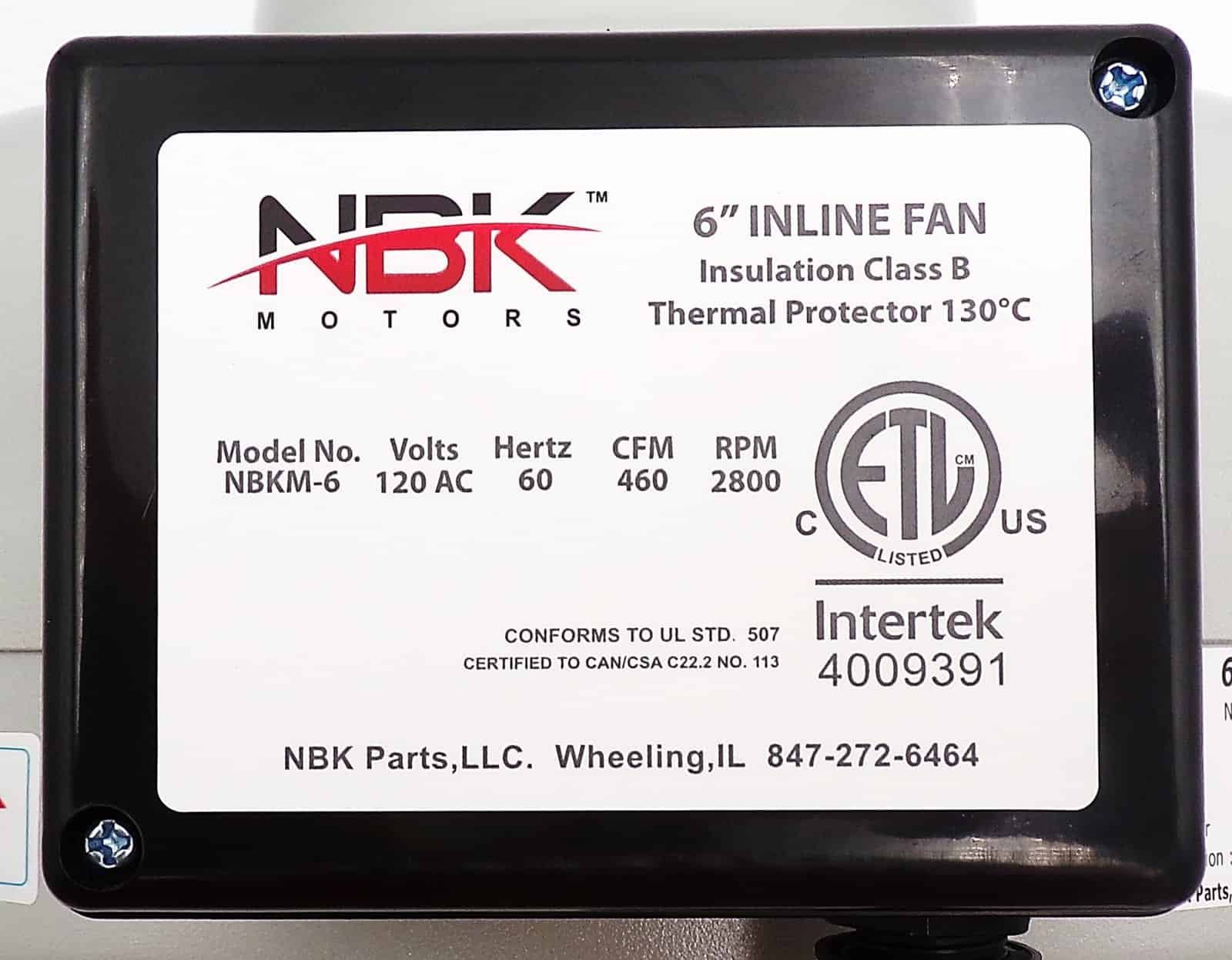NBK-20053 DUCT BOOSTER FAN M-6, 460 CFM 6 INCH, 1.1A, 120V - Image 4
