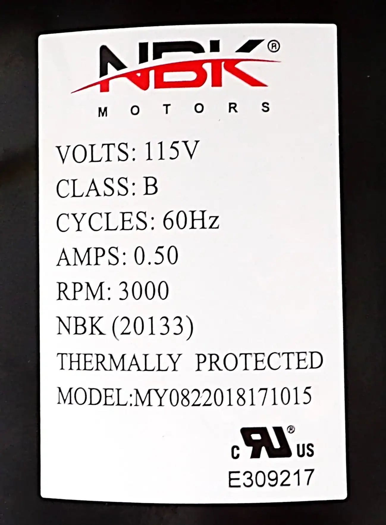 NBK-20133 BLOWER MOTOR, CONVECTION - Image 2