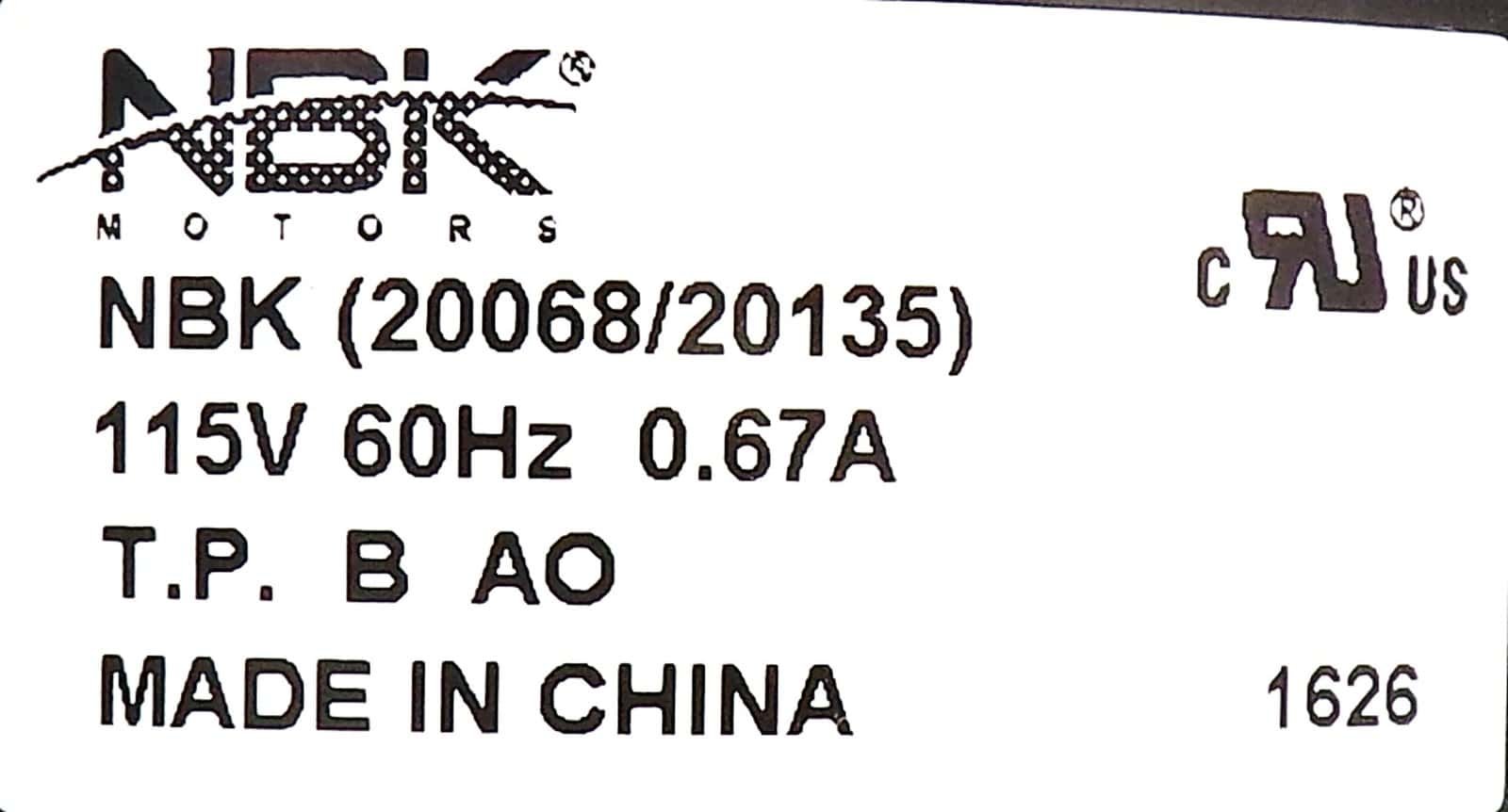 NBK-20068 BLOWER MOTOR 115V, 60HZ, 3000 RPM, 0.29A - Image 6