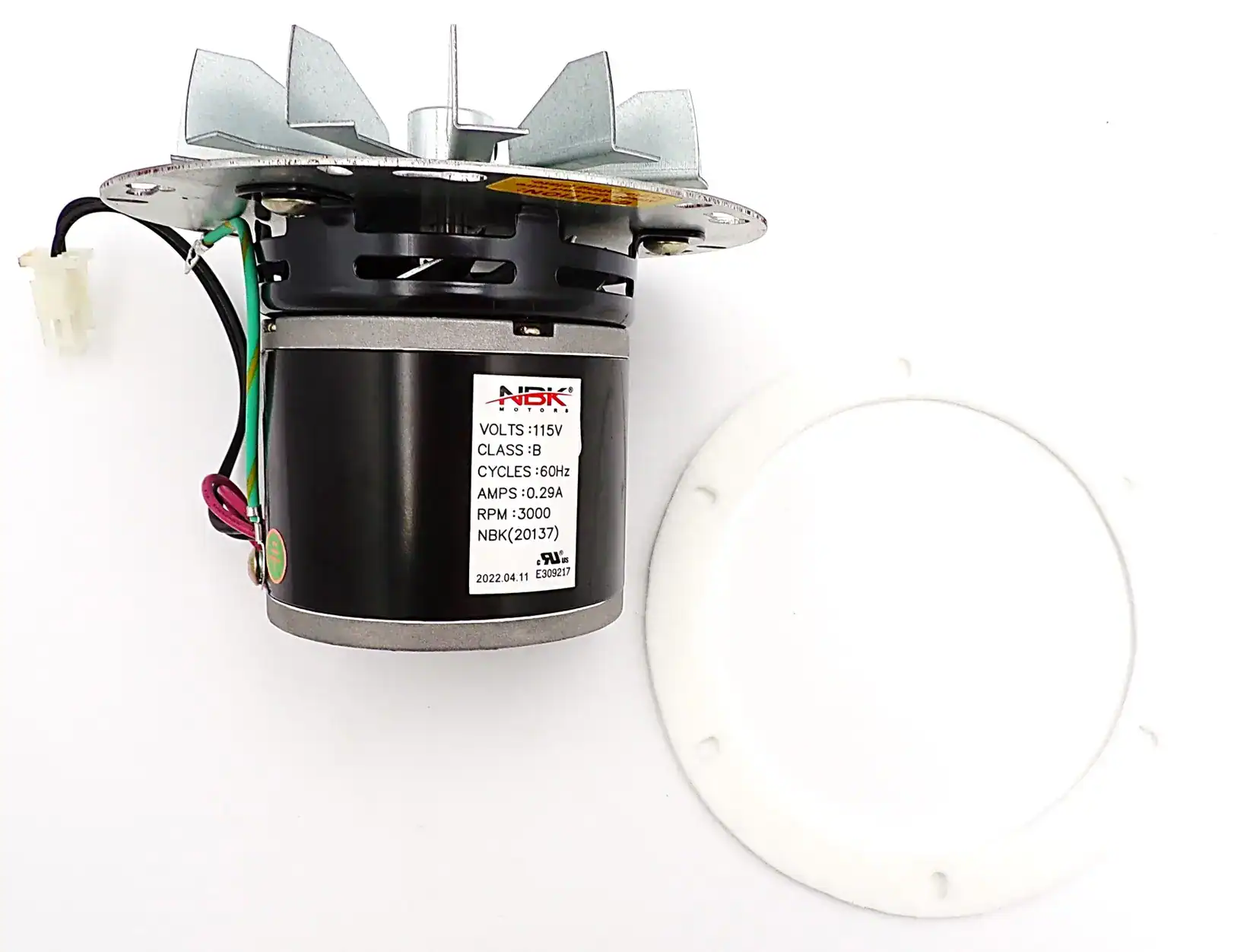 NBK-20137 BLOWER MOTOR, EXHAUST 115V, 60HZ, 3000 RPM, 0.29A