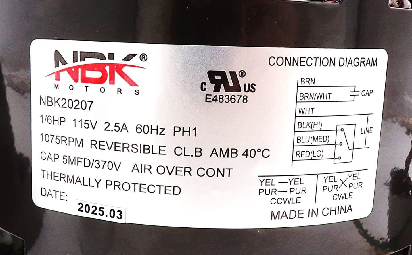 NBK-20207 DIRECT DRIVE BLOWER MOTOR 1/6 HP - Image 3