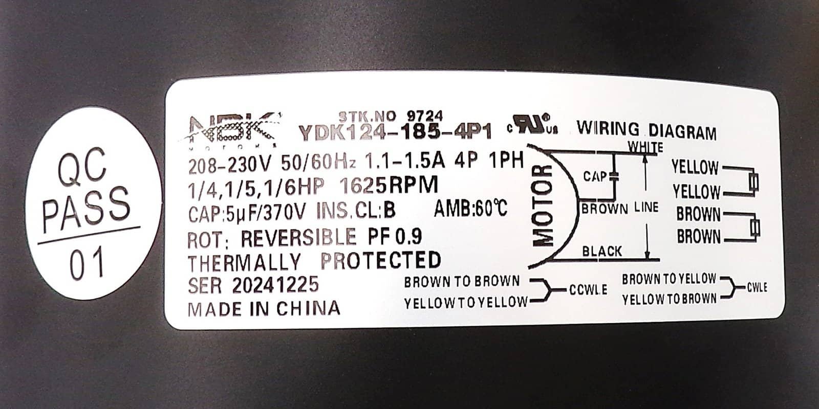 NBK-20223 MULTI PURPOSE MOTOR 208-230V, 9724 - Image 3