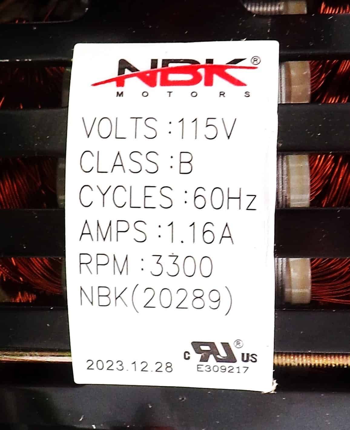 NBK-20289 BLOWER MOTOR 115V - Image 3