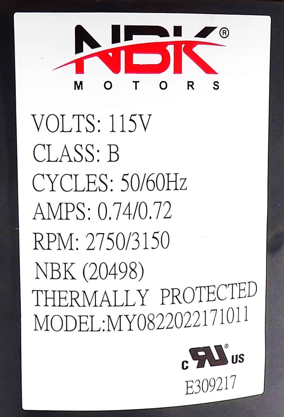 NBK-20498 BLOWER MOTOR 115V - Image 2