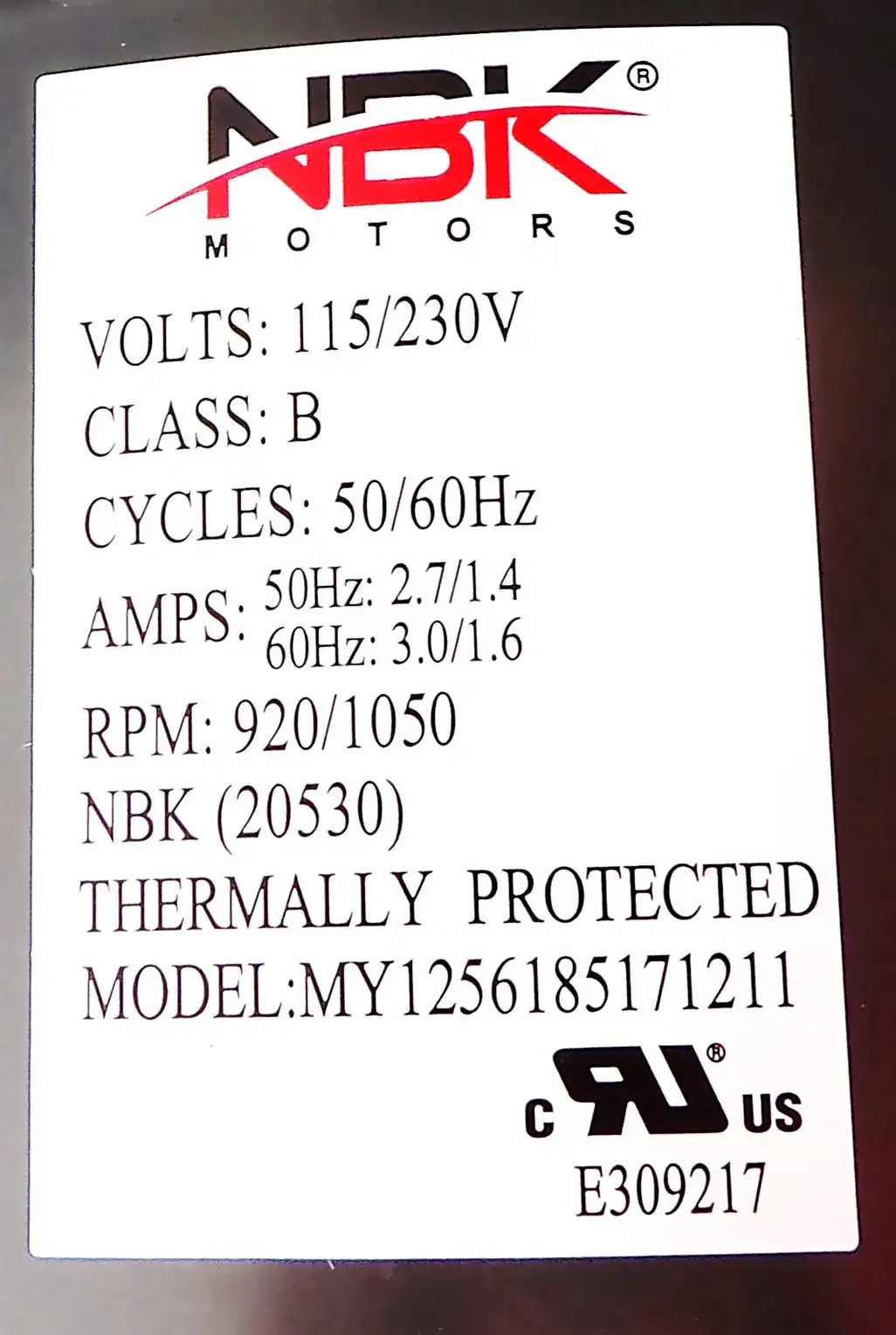 NBK-20530 BLOWER MOTOR 115/230V - Image 3
