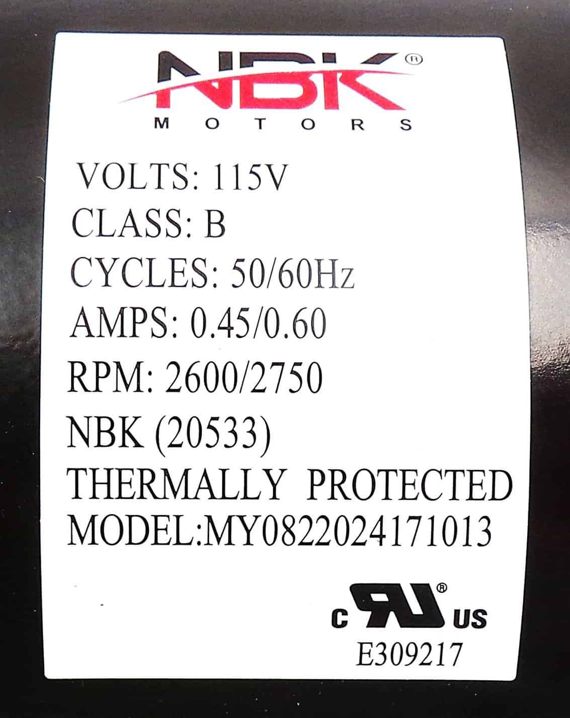 NBK-20533 BLOWER MOTOR 115V - Image 2