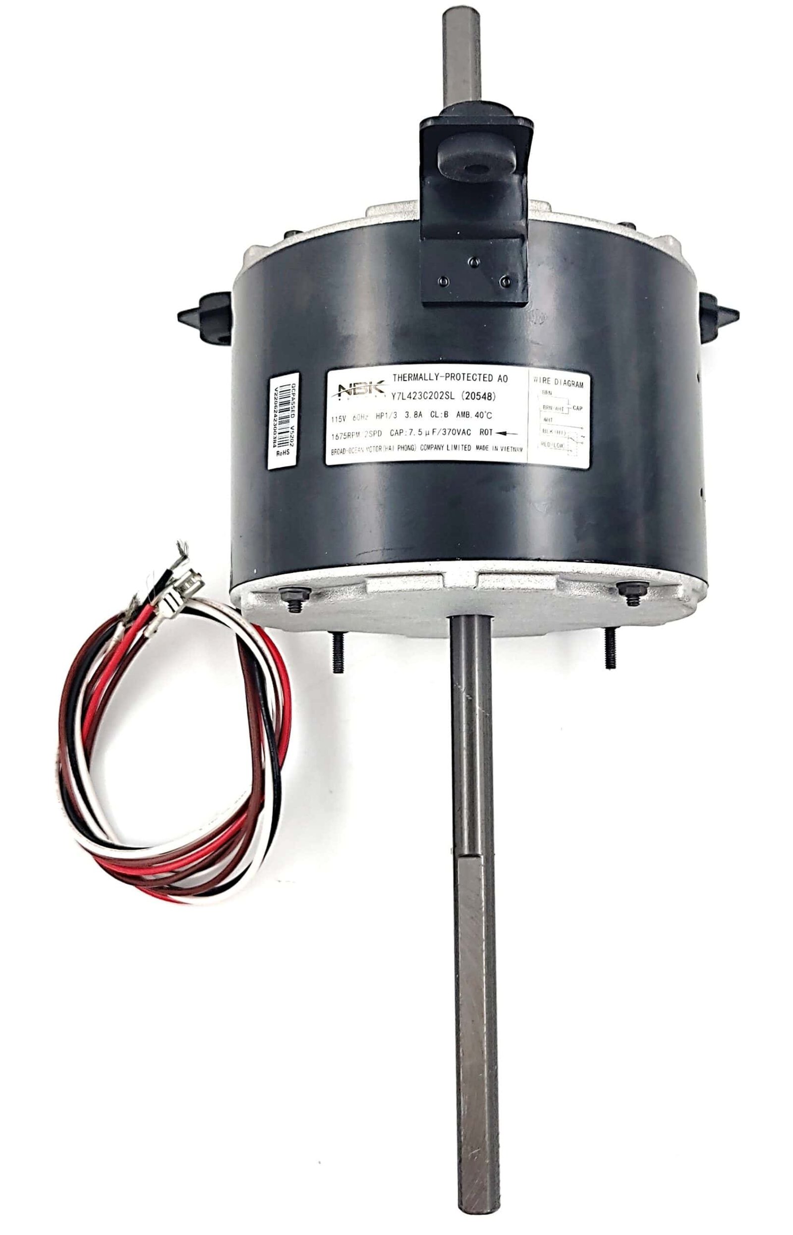 NBK-20548 FAN MOTOR 1/3 HP 115 Volt 1675 RPM 2 speed ORV4539