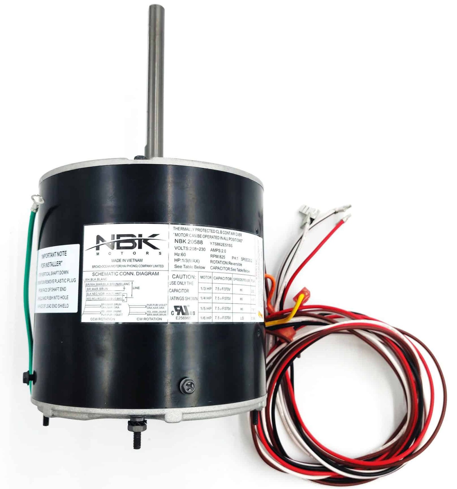 NBK-20588 CONDENSER MOTOR 208-230V, 825 RPM, 1/6-1/3 HP 5464H