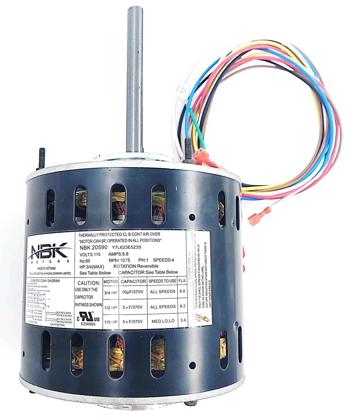 NBK-20590 DRIVE BLOWER MOTOR 115V, 1075 RPM, 3/4-1/5 HP FDL6002A