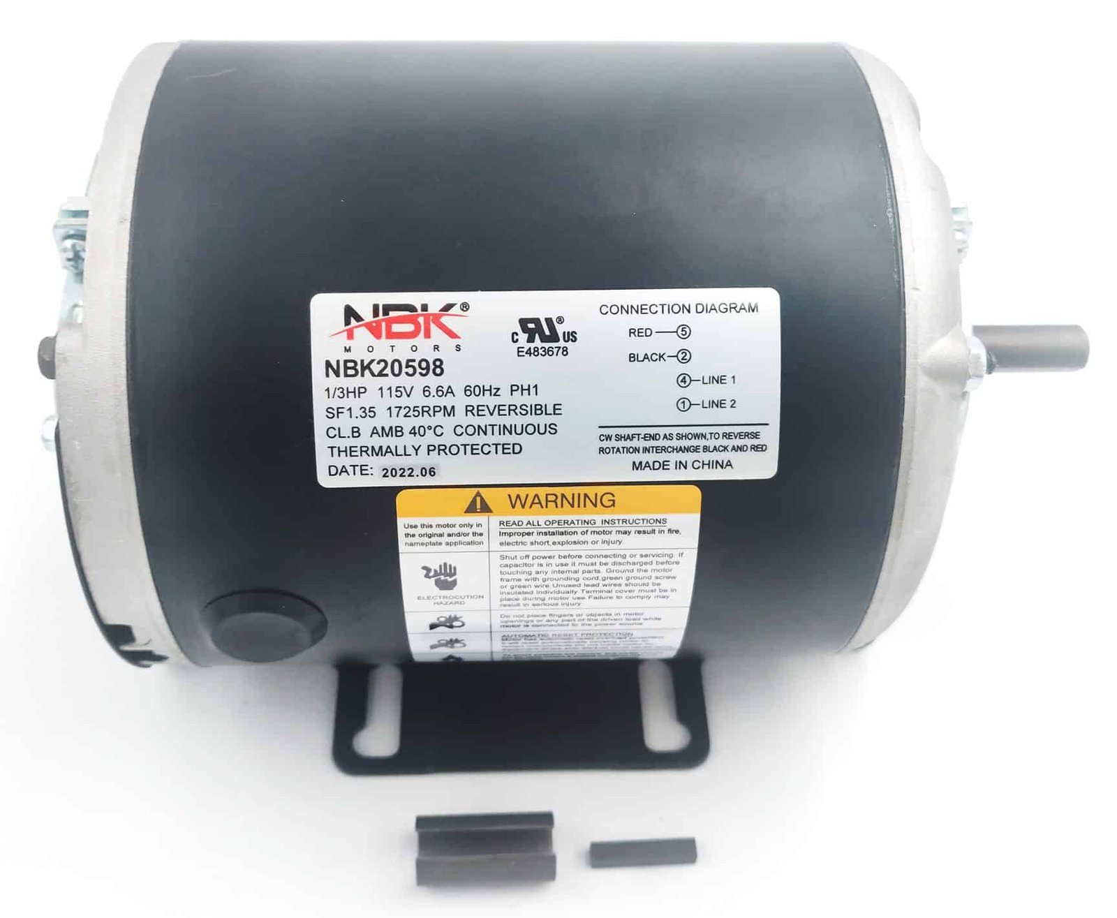 NBK-20598 FAN MOTOR (SELF COOLED) 115V, 1/3HP, 1725 RPM