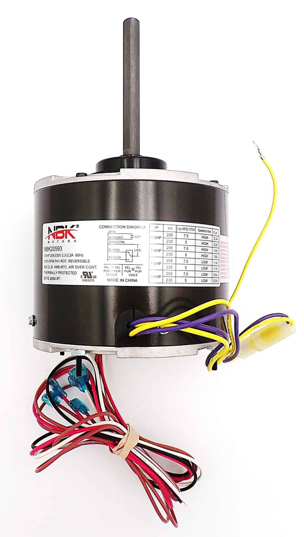 NBK-20593 CONDENSER MOTOR 208-230V, 1075 RPM, 1/6-1/3 HP