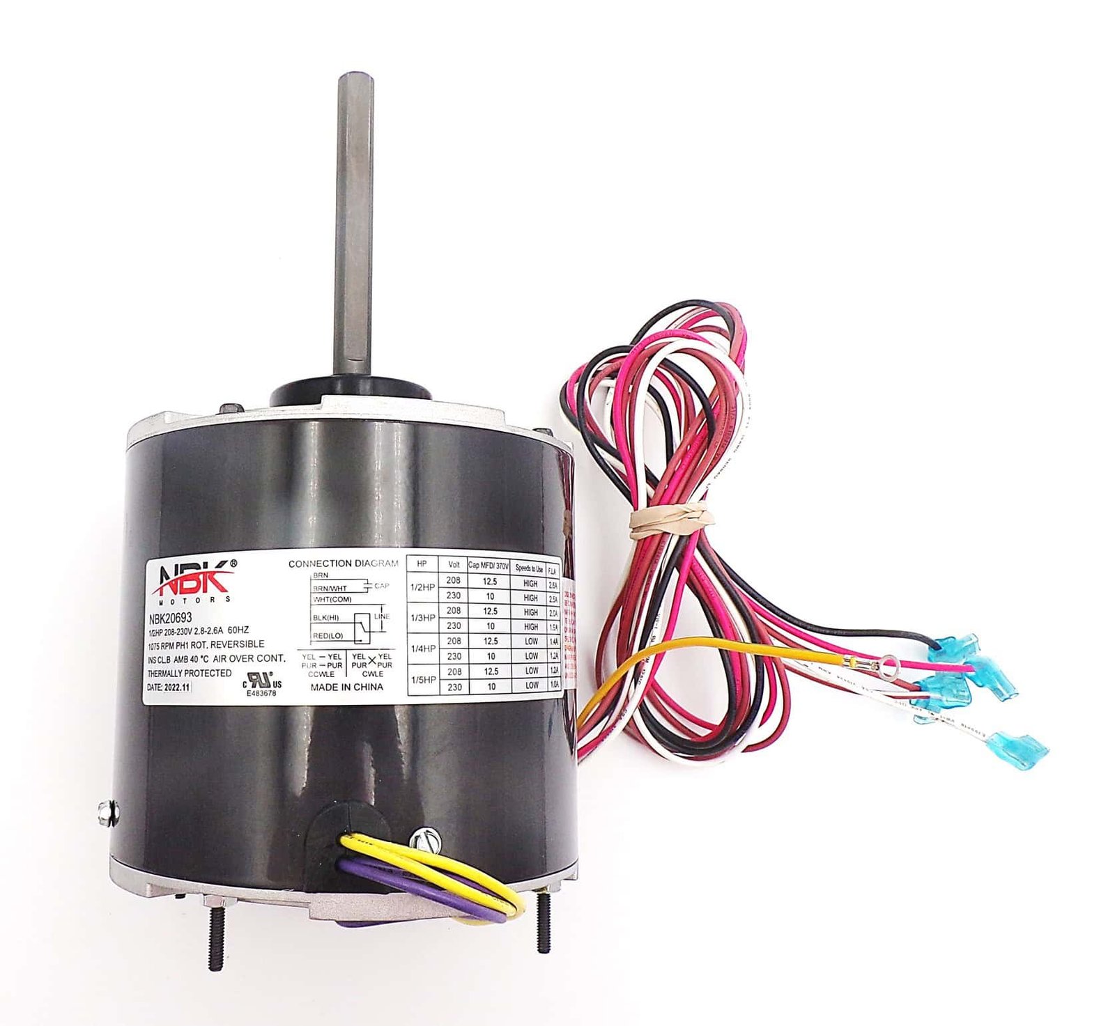 NBK-20693 CONDENSER MOTOR 208-230V, 1075 RPM, 1/2-1/5 HP