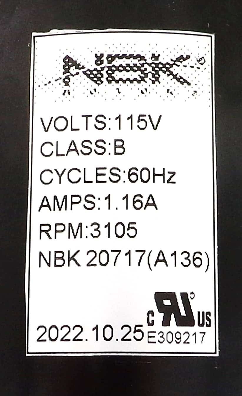 NBK-20717 BLOWER MOTOR 115V 60HZ - Image 3